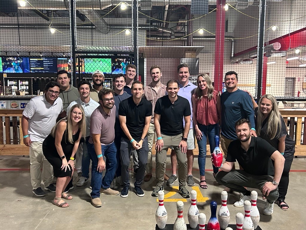 Waylin Partners team group photo at a bowling outing