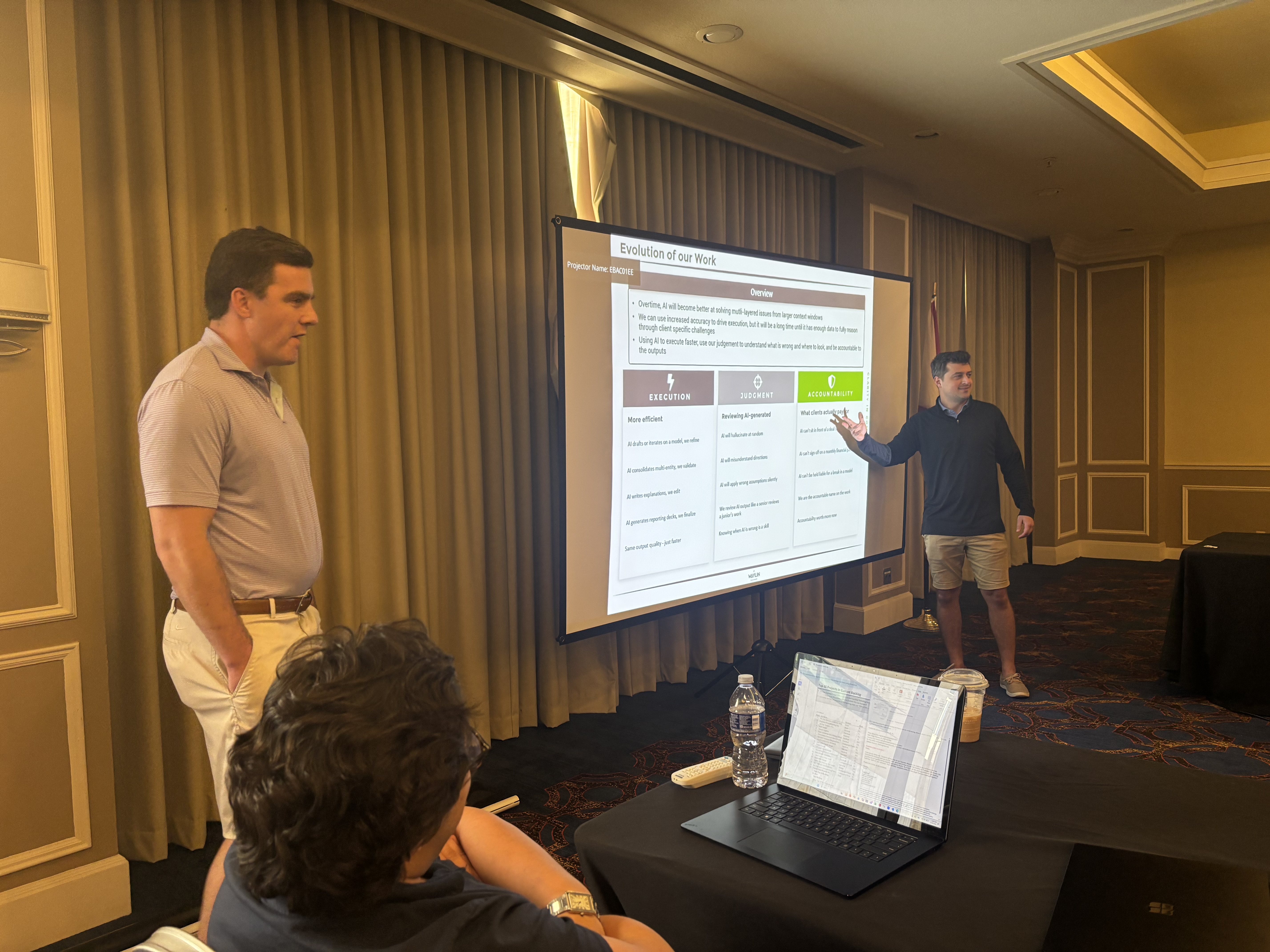 Two Waylin team members presenting the Evolution of our Work at the Tampa offsite